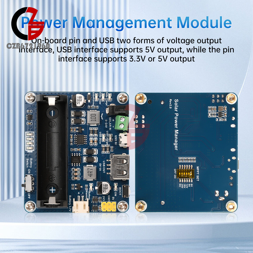 Power Manager Module for 6V~24V Solar Panel Support MPPT USB Battery Charging
