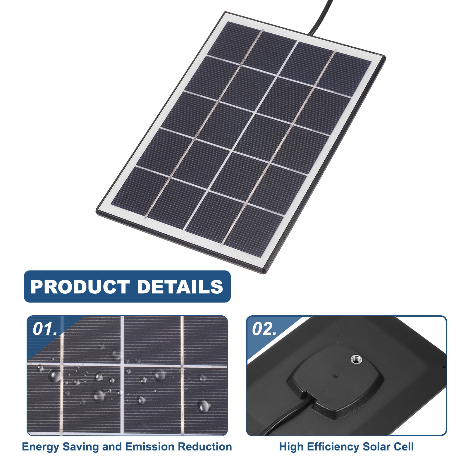 3W Solar Panels for Security Camera, 5V 0.6A USB Solar Panel Charger, Black