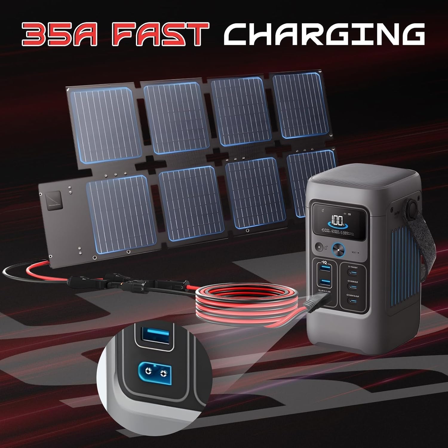 Durable 3FT 10AWG XT60 Solar Panel Extension Cable – Fast Charge & Waterproof