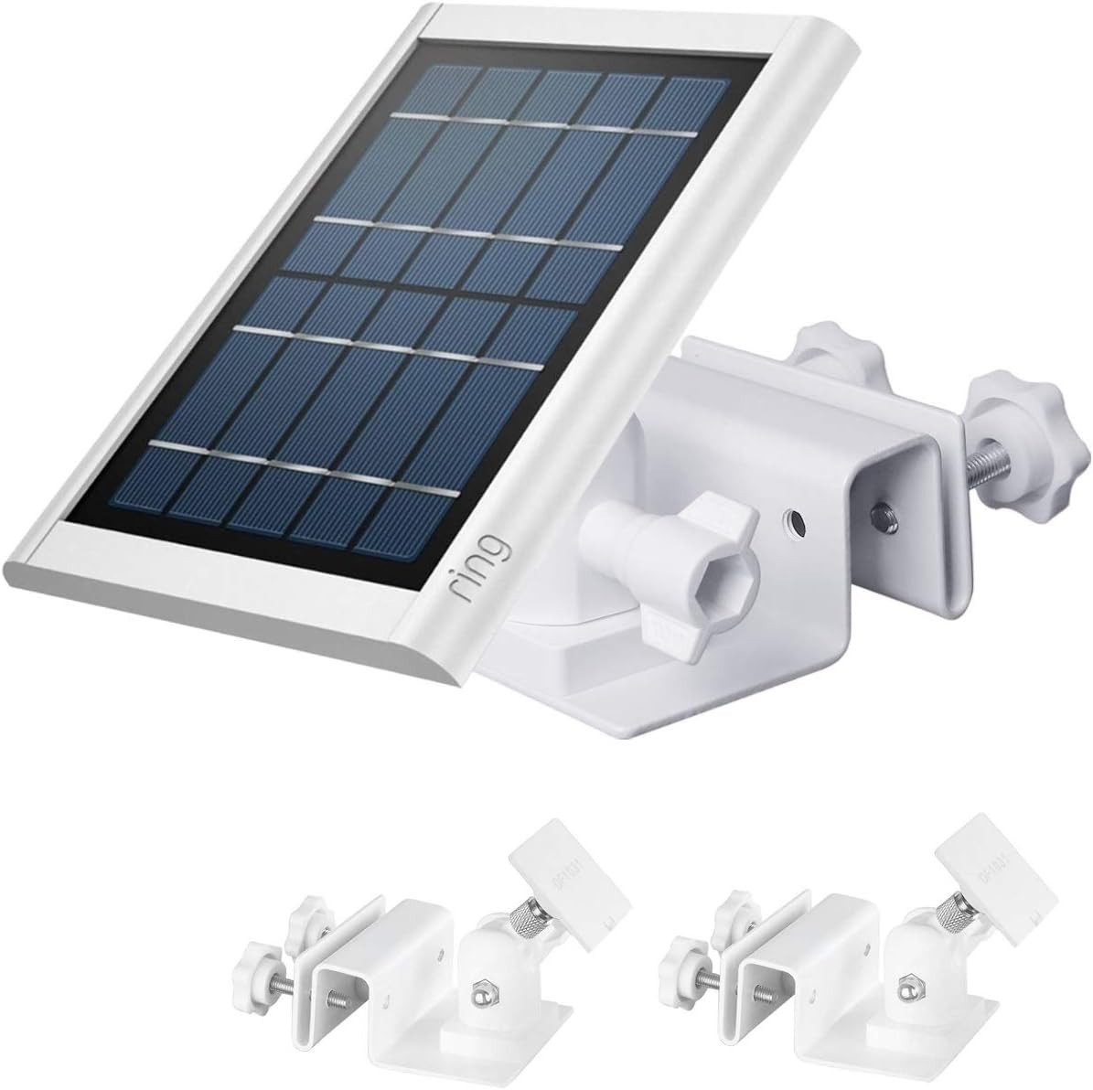 Adjustable Gutter Mount for Ring Solar Panel – White, 2 Pack