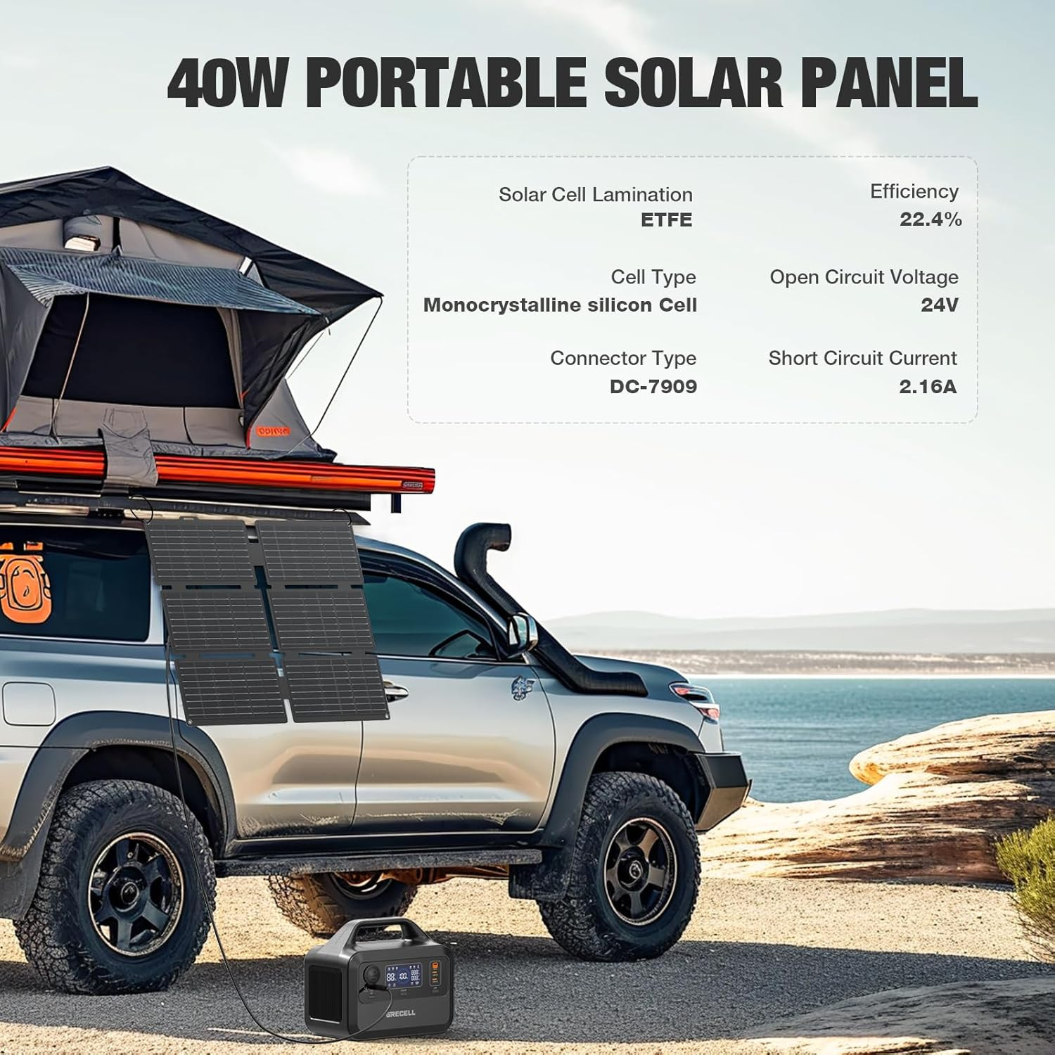 Solar Generator with 40W Solar Panel Included,230Wh Portable Power Station 1.5Hr