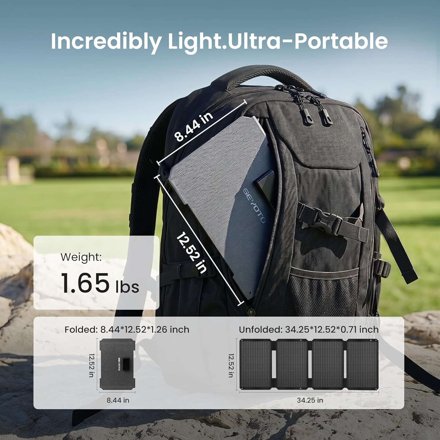 45w Portable Solar Panel Charger USB-C PD 3 Port Foldable Waterproof Camping Kit