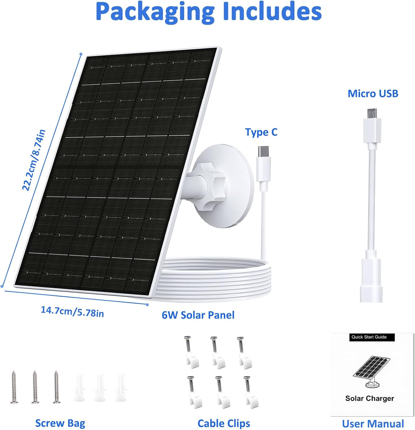 6W Solar Panel for Arlo Camera, Solar Charger Compatible with Arlo