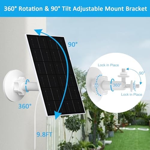 4W USB Solar Panel Charger for Security Camera, IP66 Waterproof, 360° Adjustable
