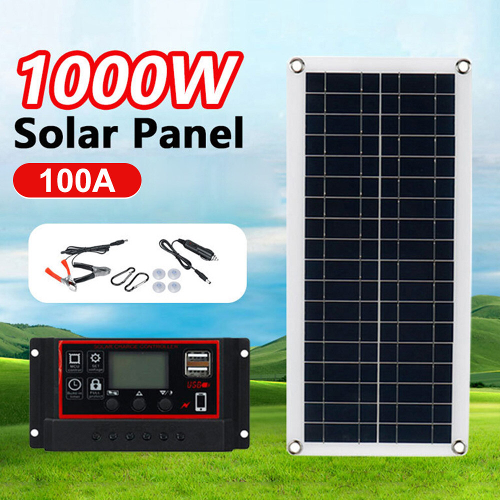 1000 Watts Solar Panel Kit 100A 12V Battery Charger w/ Controller Caravan Boat