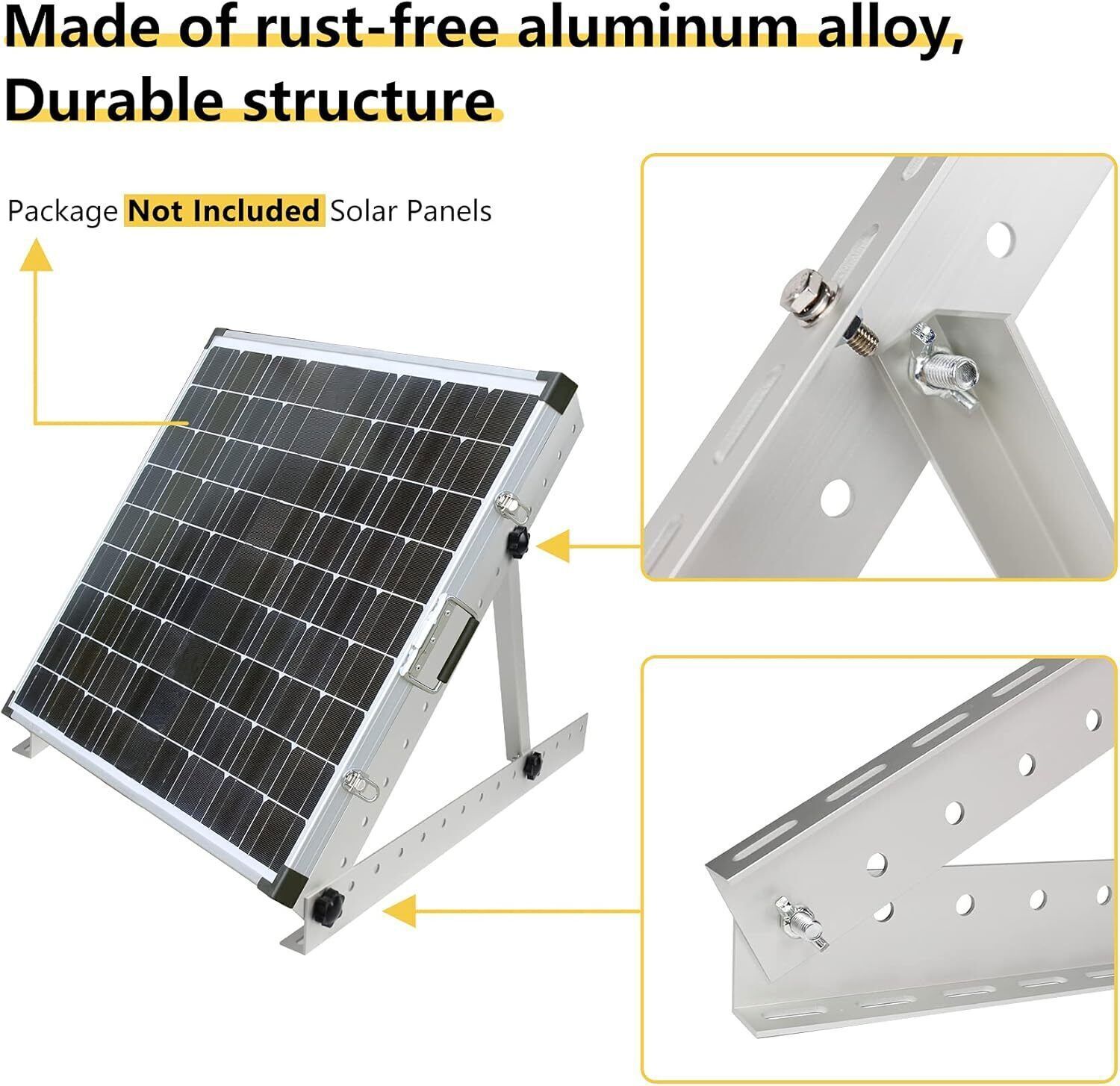 2PCS Solar Panel Brackets Adjustable Angle Mounting Frame Shed Boat Ground Mount