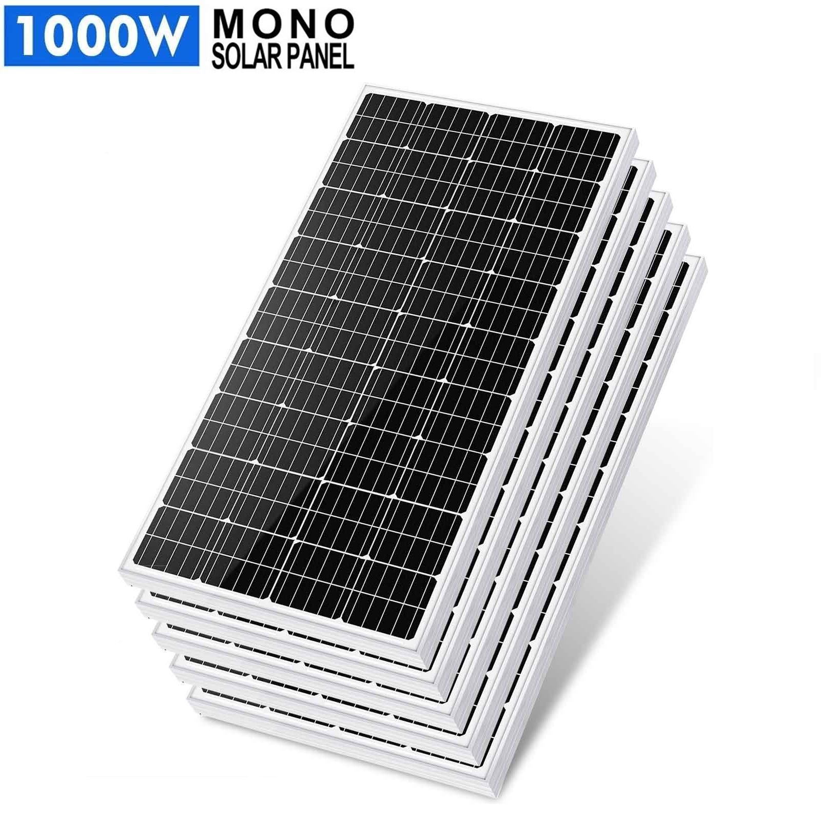 5 X 200W 12V Monocrystalline Solar Panel 1000W Bundle Solar Module For RV Marine