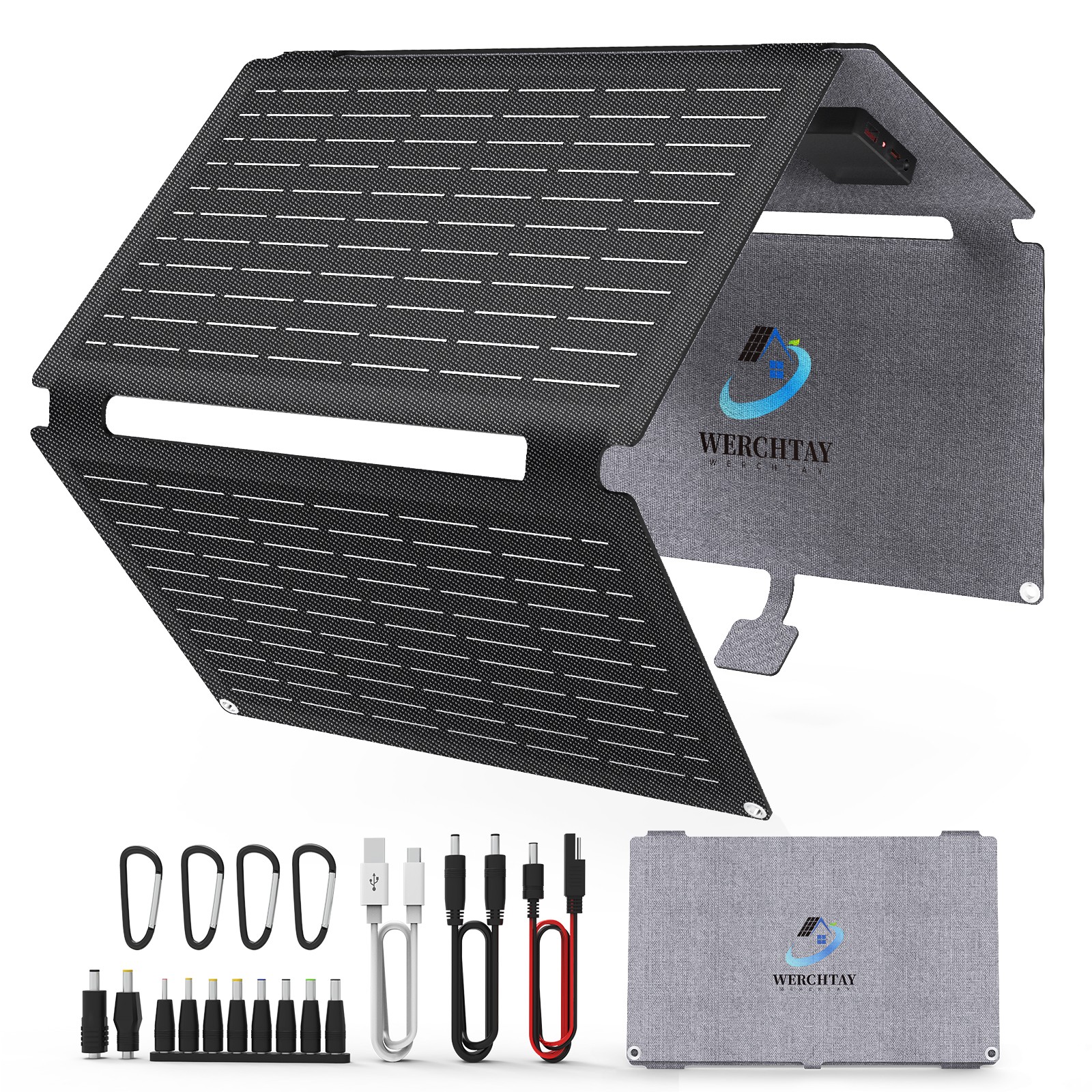 40W Foldable Waterproof Mono Solar Panel Charger RV with USB-C & USB-A Power NEW