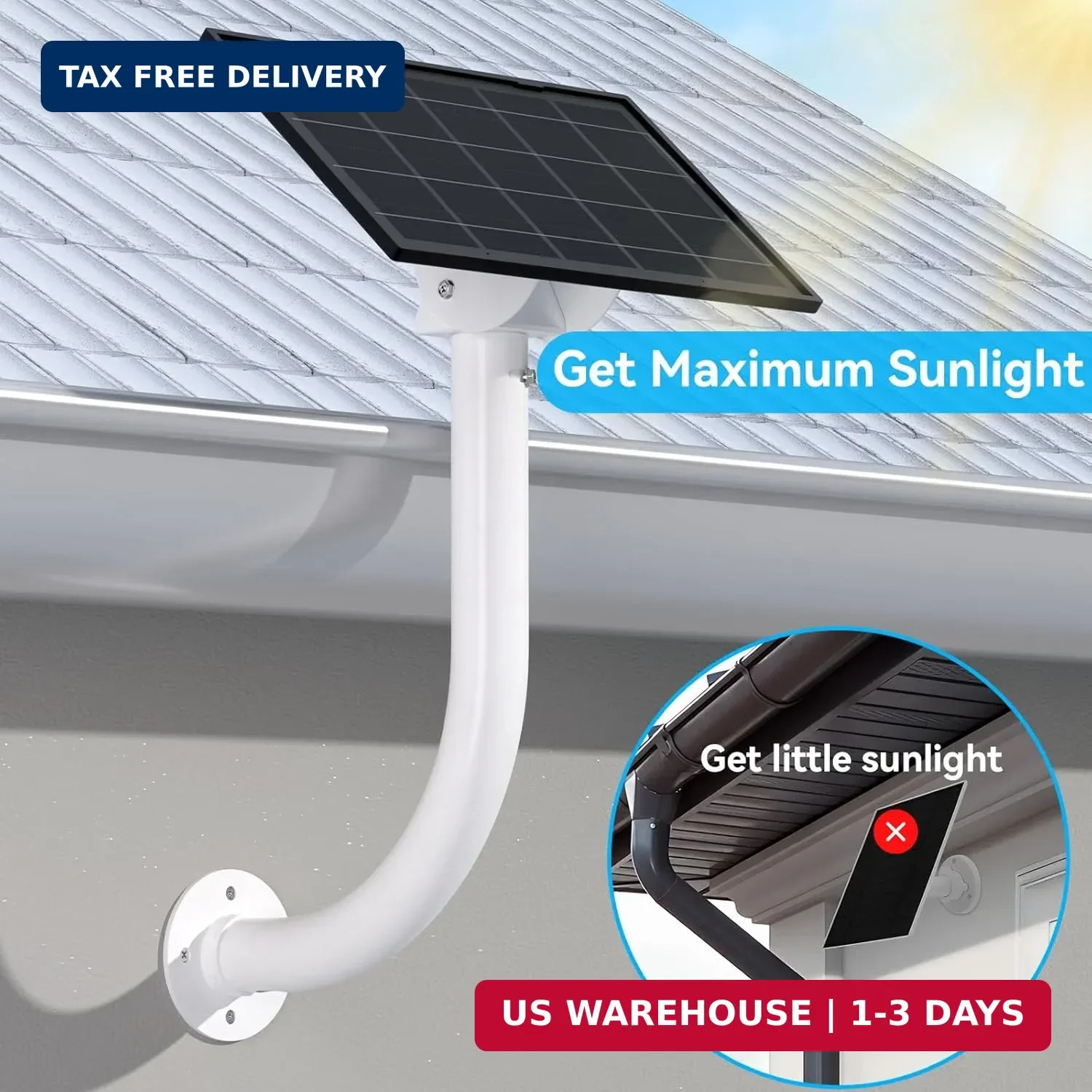 Universal 2 Pack Solar Panel Wall Mount Bracket – 30cm L-Shape Mount with Adjust