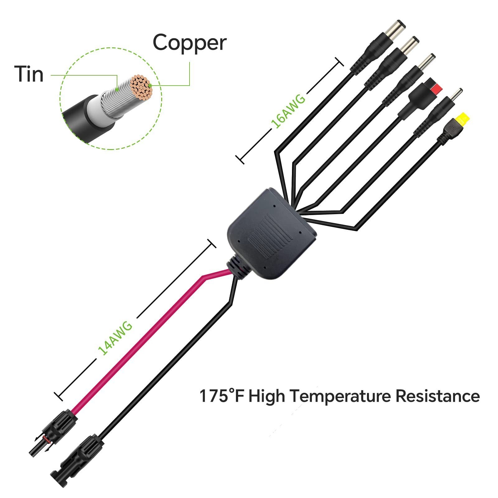 6-in-1 Solar Connector Kit, Universal Adapter Cable for Solar Panels & Power Sta