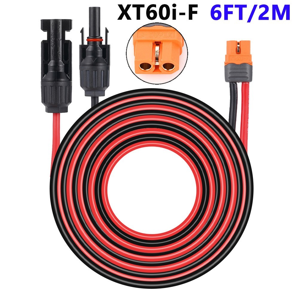 6ft Solar Panel Connector to XT60i-F Adapter Extension Charging Cable Wire 12AWG