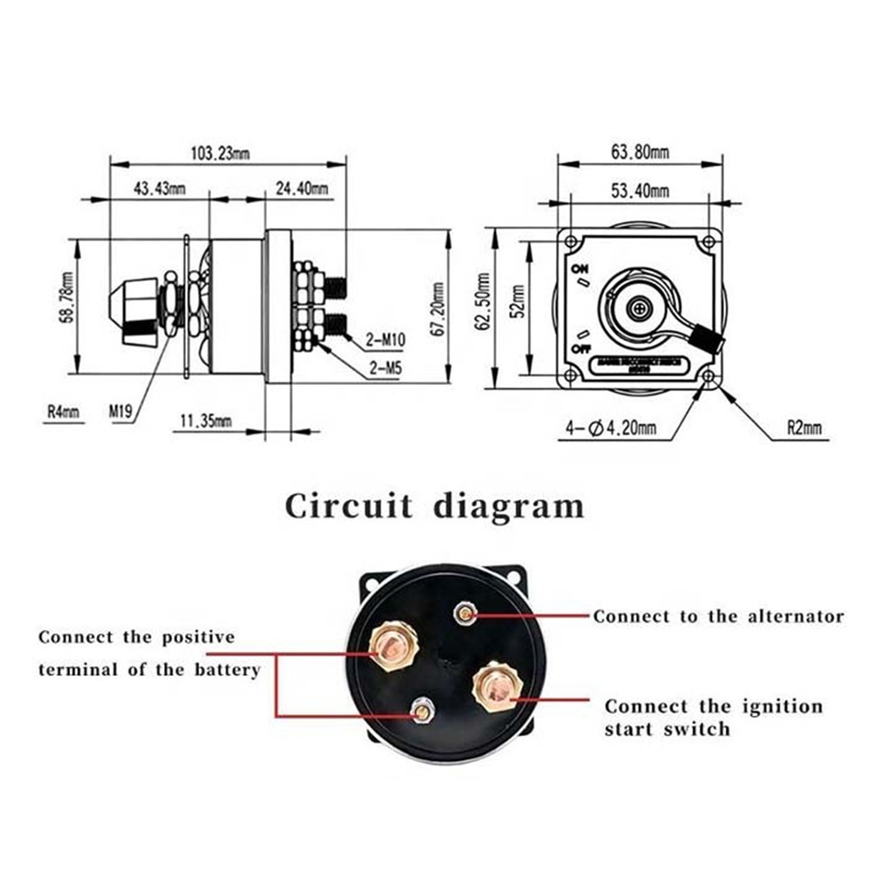 Metal Housing 250A 48V DC Battery Disconnect Switch for Marine For Auto Use