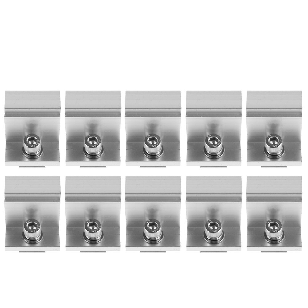 10Pcs Silver Aluminum Solar Panel Mounting Brackets with Adjustable End Clamps