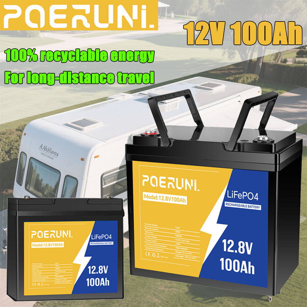 12V 100Ah LiFePO4 Lithium Battery Deep Cycle Built-in BMS For RV Solar Off-grid