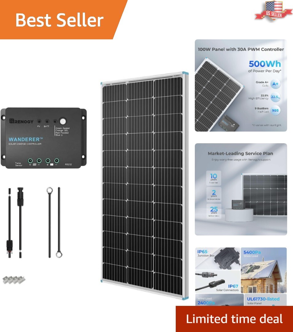 High-Efficiency 100W Solar Panel Kit with Bluetooth Monitoring – Safe & Reliable