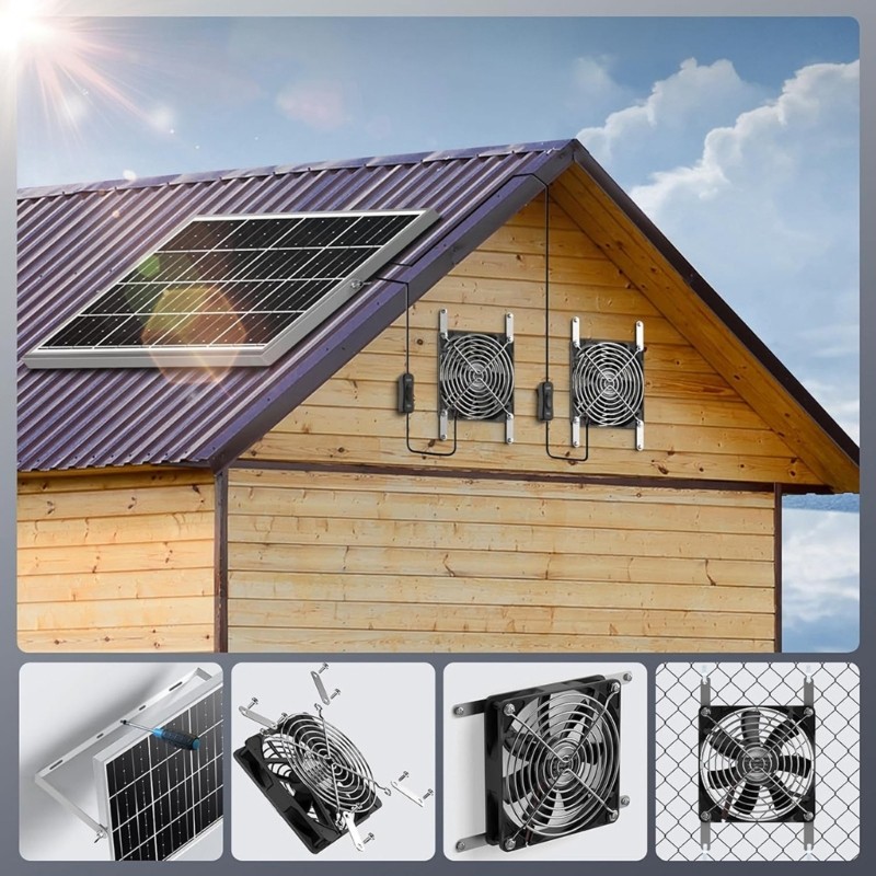 Solars Powered ABS Ventilation Device 12V 3000RPM For Indoor Temperature
