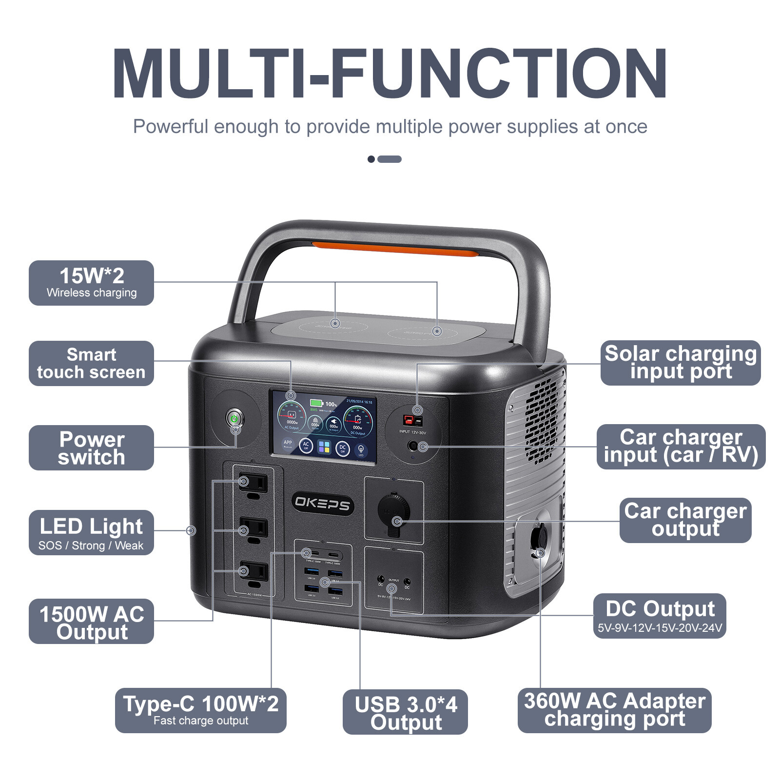 1500W Portable Power Station Explorer 1280Wh Battery w/Foldable Solar Panel Kits
