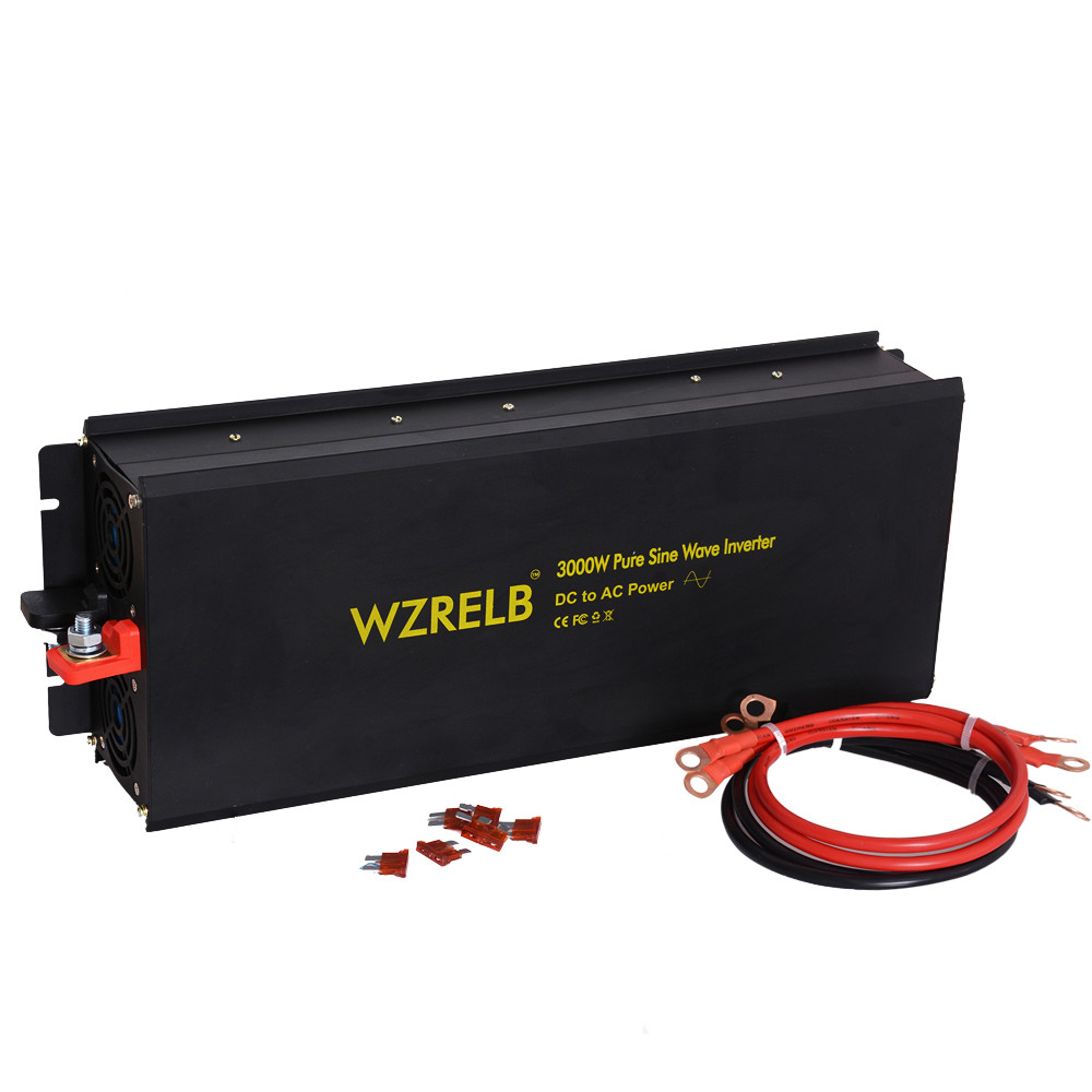 3000W Power Pure Sine Wave Inverter 24V to 120V Off Grid Remote Switch Solar Car