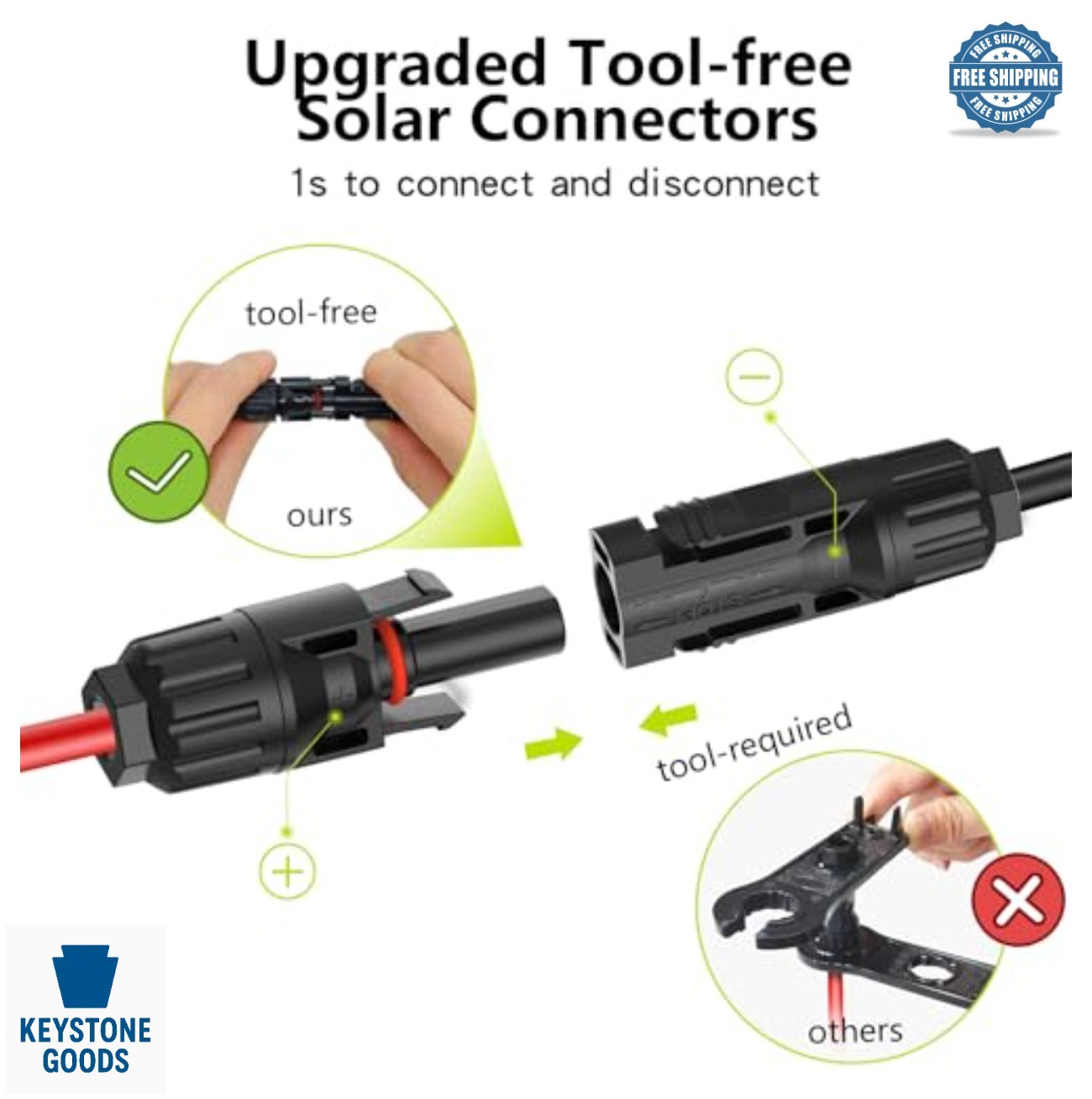 Solar Connectors 10 AWG IP68 Y Branch Parallel Adapter Tool Free 30A 1500V for