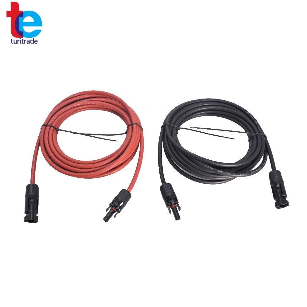 1 Pair 10AWG 20 Feet Solar Panel Extension Cable Wire Connector Black + Red