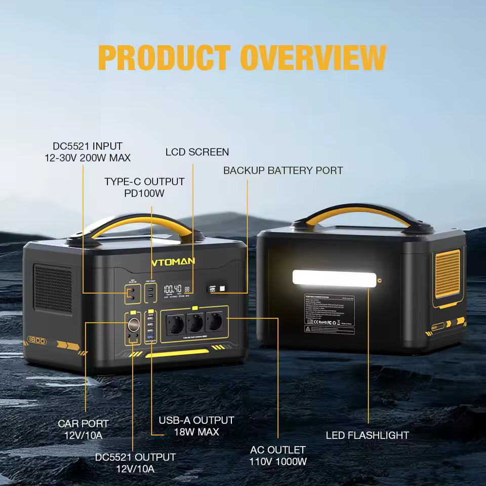 1800W Portable Power Station 1548Wh LiFePO4 Solar Generator for Home Camping