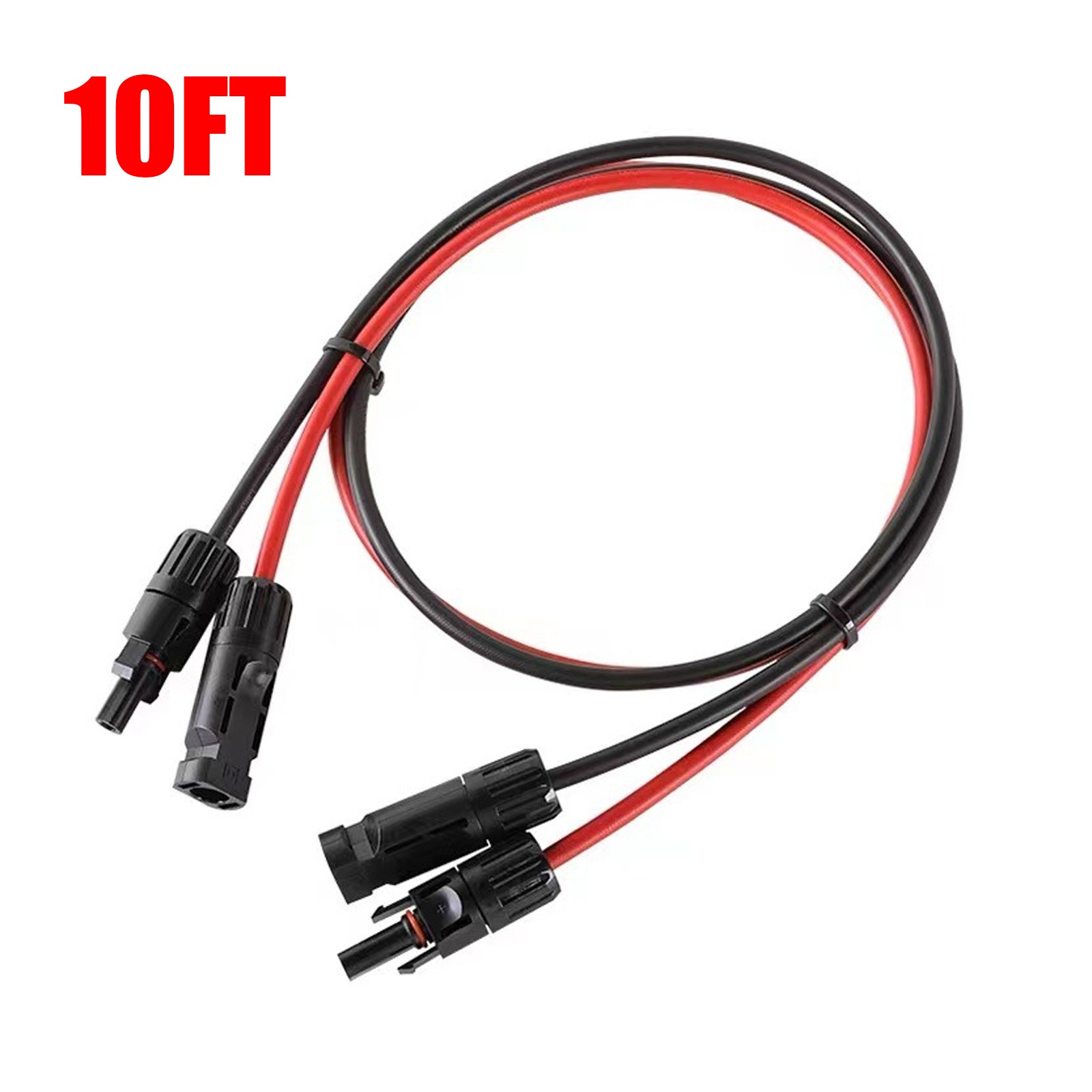 10 AWG Solar Panel Extension Cable PV Wire Solar Connectors Pair Black Red 6mm²
