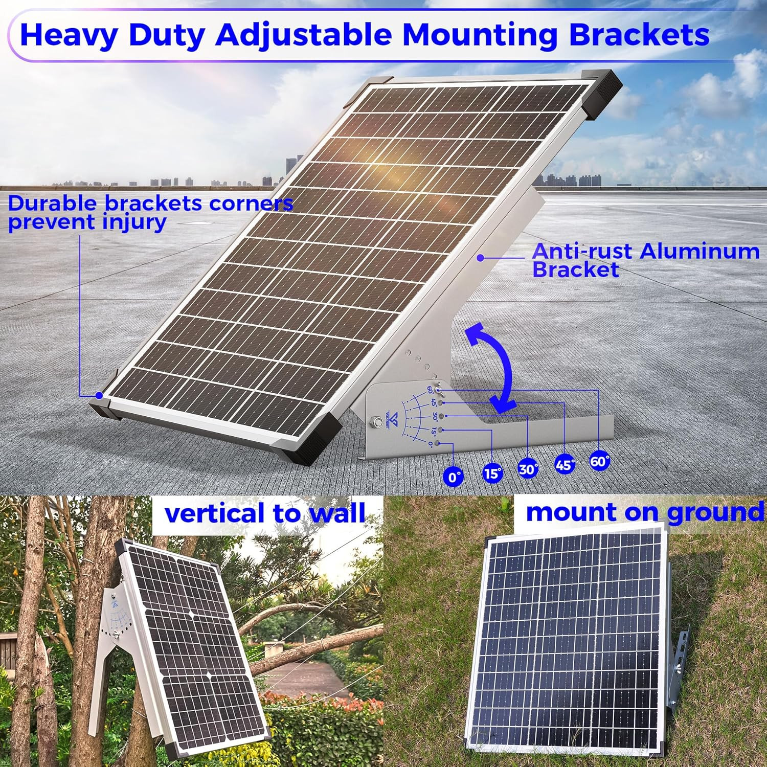50W Solar Panel Kit with 10A MPPT Charge Controller & Adjustable Bracket