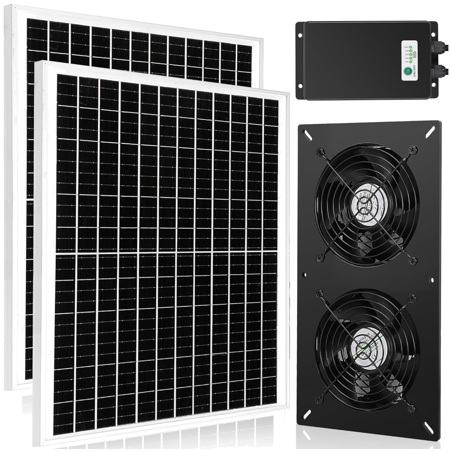 Solar Dual Fan Kit with Battery Backup