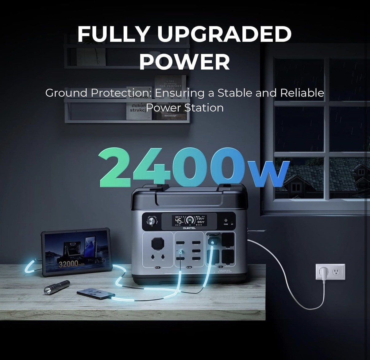 OUKITEL P2001 Plus Portable Power Station 2400W/2048Wh Solar Generator LFBattery