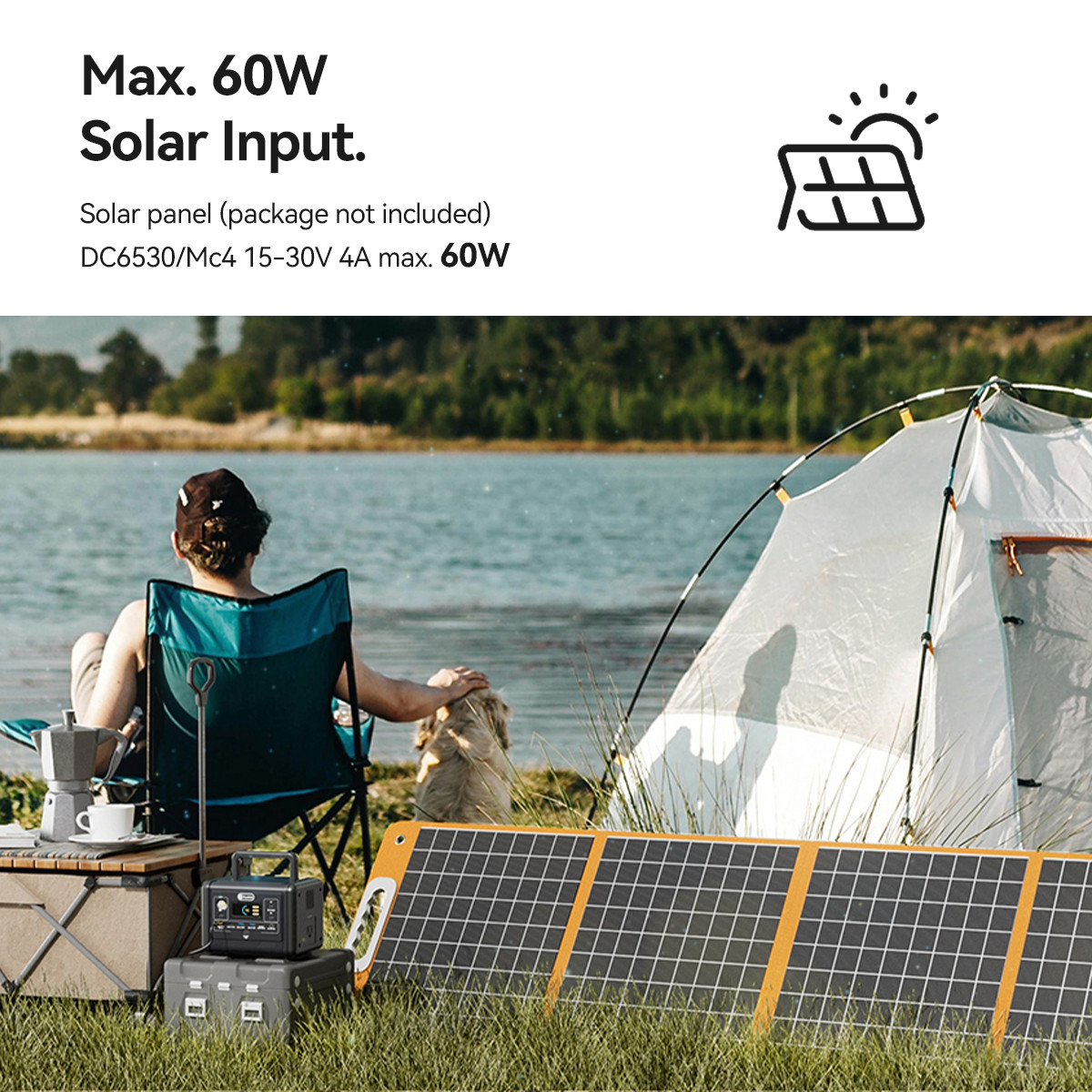 Flashfish T200 Solar Generator LiFePO4 300W 153.6Wh With Solar Panel 60W 18V US