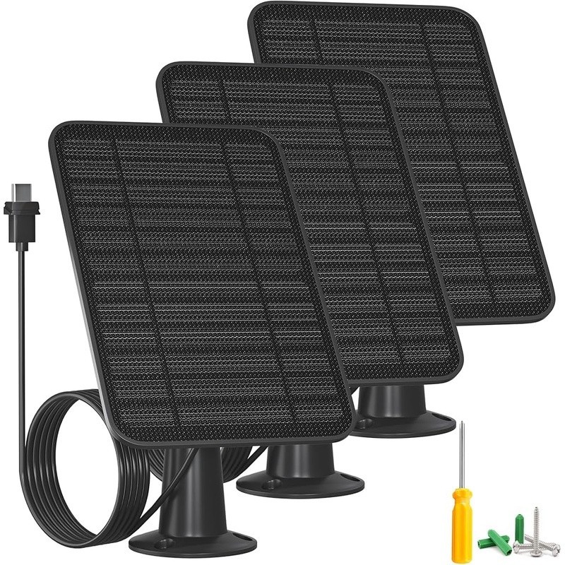 5W Solar Panel Blink Outdoor Camera Continuous Power 360° Adjustable Mount 3 Pk