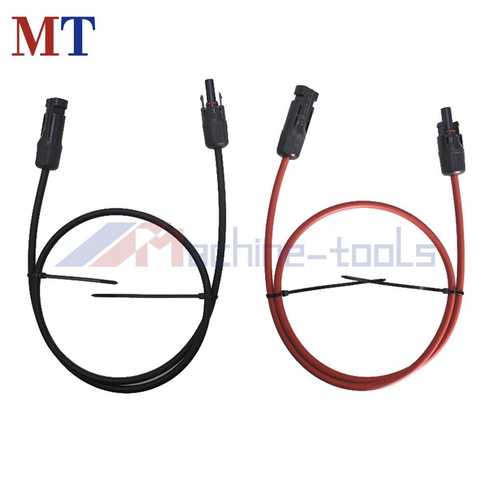 1 Pair Black + Red Solar Panel Extension Cable Wire Connector 3 Feet 10 AWG