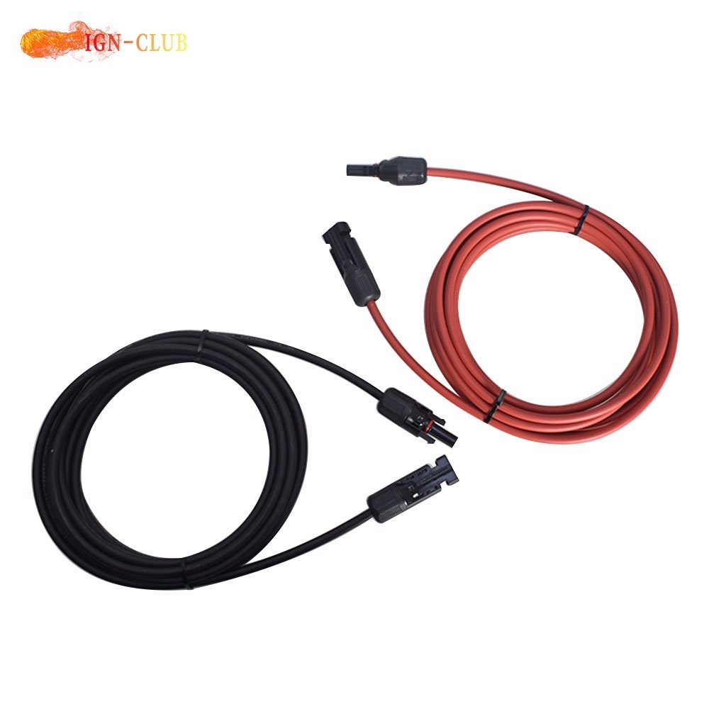 1 Pair 12AWG 15 Feet Black+Red Solar Panel Extension Cable Wire Connector