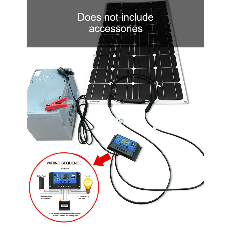 DOKIO 18V 100W Flexible Solar Panel Electricity Car/Boat/Home Battery 12V…