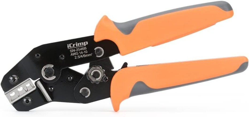 Durable iCrimp Solar Crimping Tool – EDM Jaw & Ergonomic Grip, Black/Orange