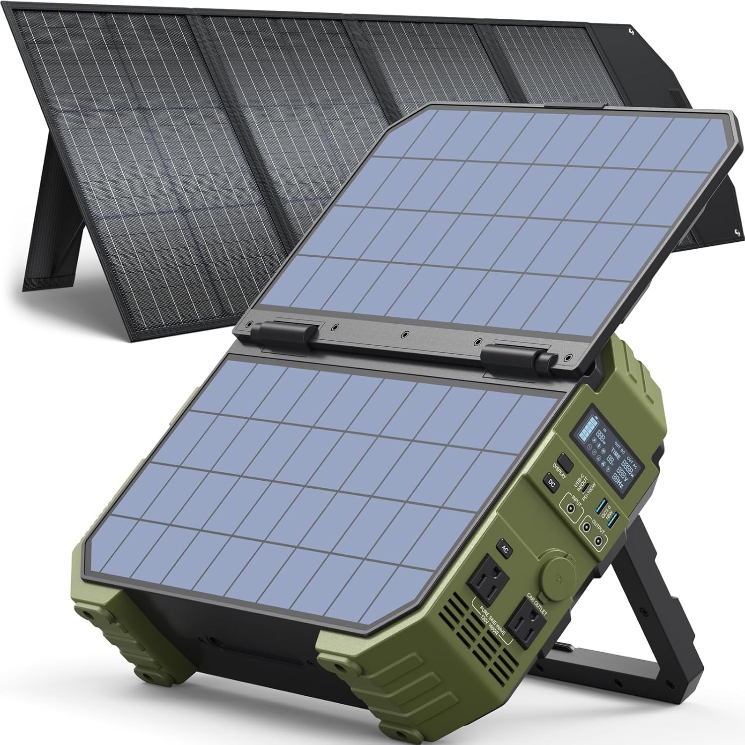 Portable Power Station, 1000W (Peak 2000W) Solar Generator with Built-In Solar P