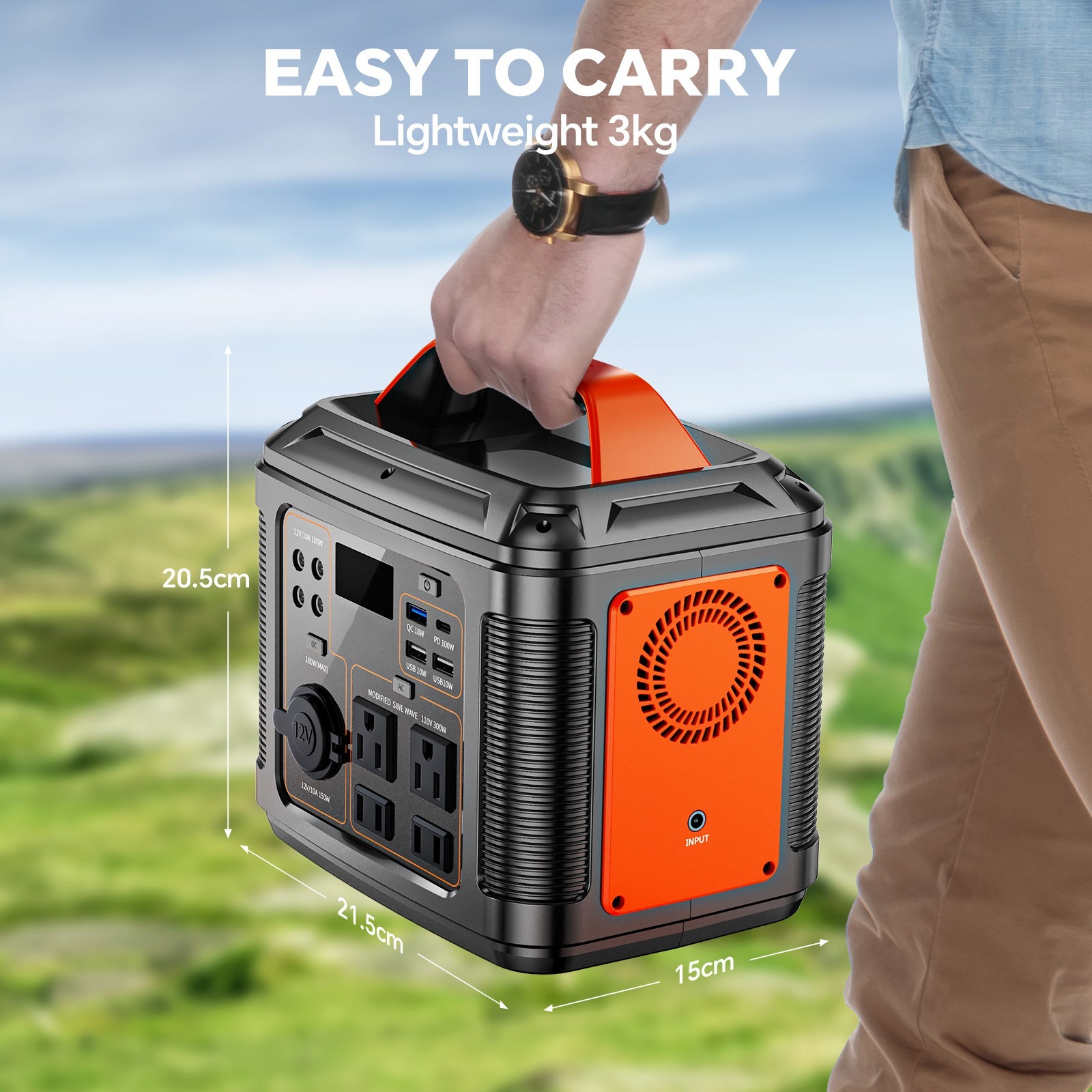 Portable power station with 60W solar panel, 296Wh 80000mAh lithium battery