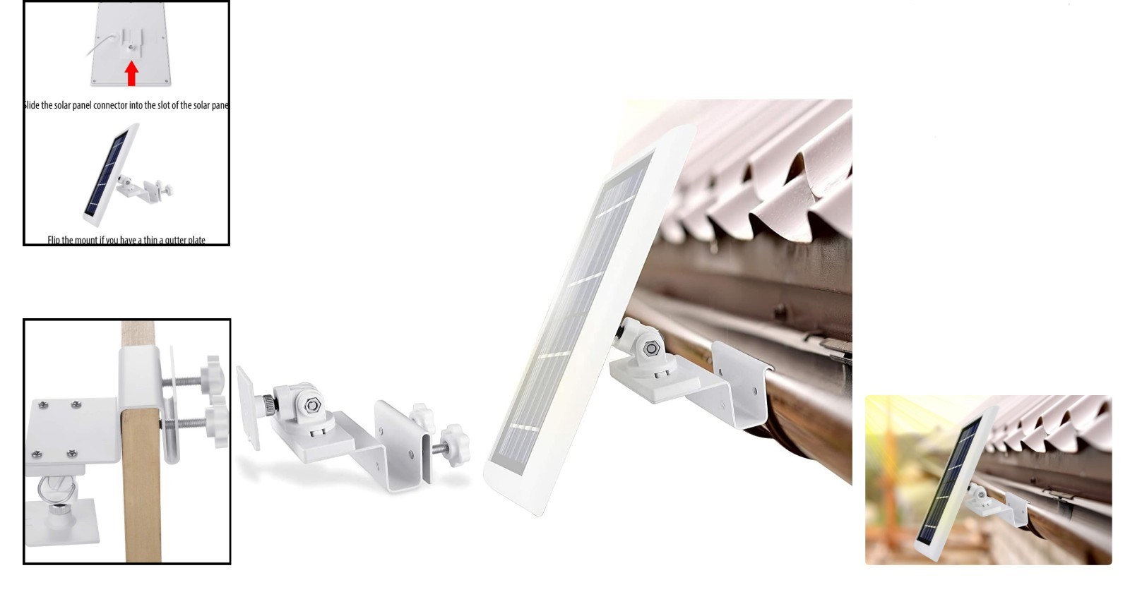 Durable Solar Panel Gutter Mount – 360° Adjustable for All Major Camera Brands