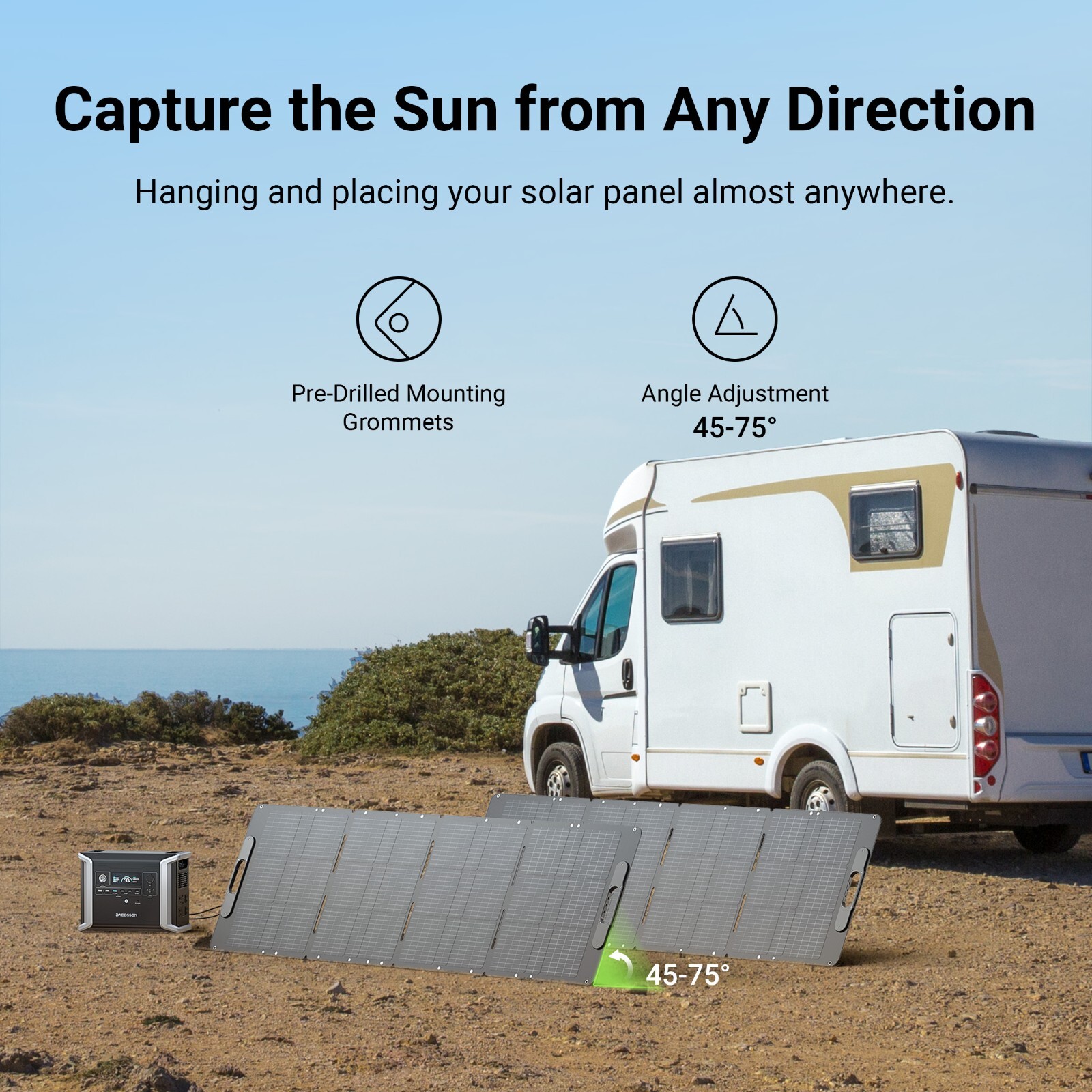 Dabbsson 1200W 1330Wh Portable Power Station Camping w/ Folding Solar Panel 210W