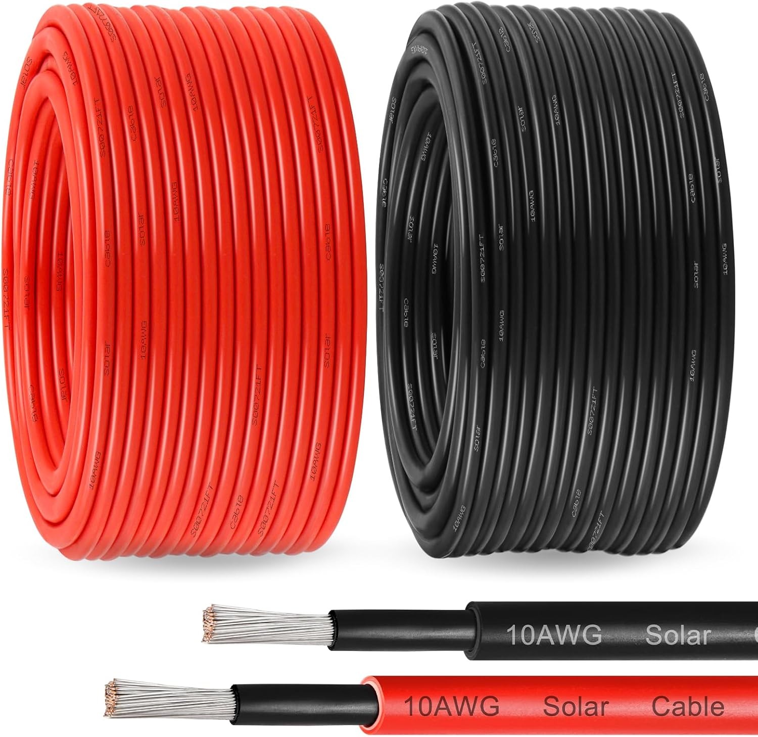 200 ft Red 200 ft Black 10 AWG Solar Extension Wire