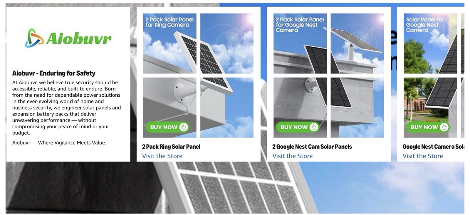 2 Pack Solar Panel Charger for Ring Security Camera 5 W 10 Ft Cord 5 in Panel ￼
