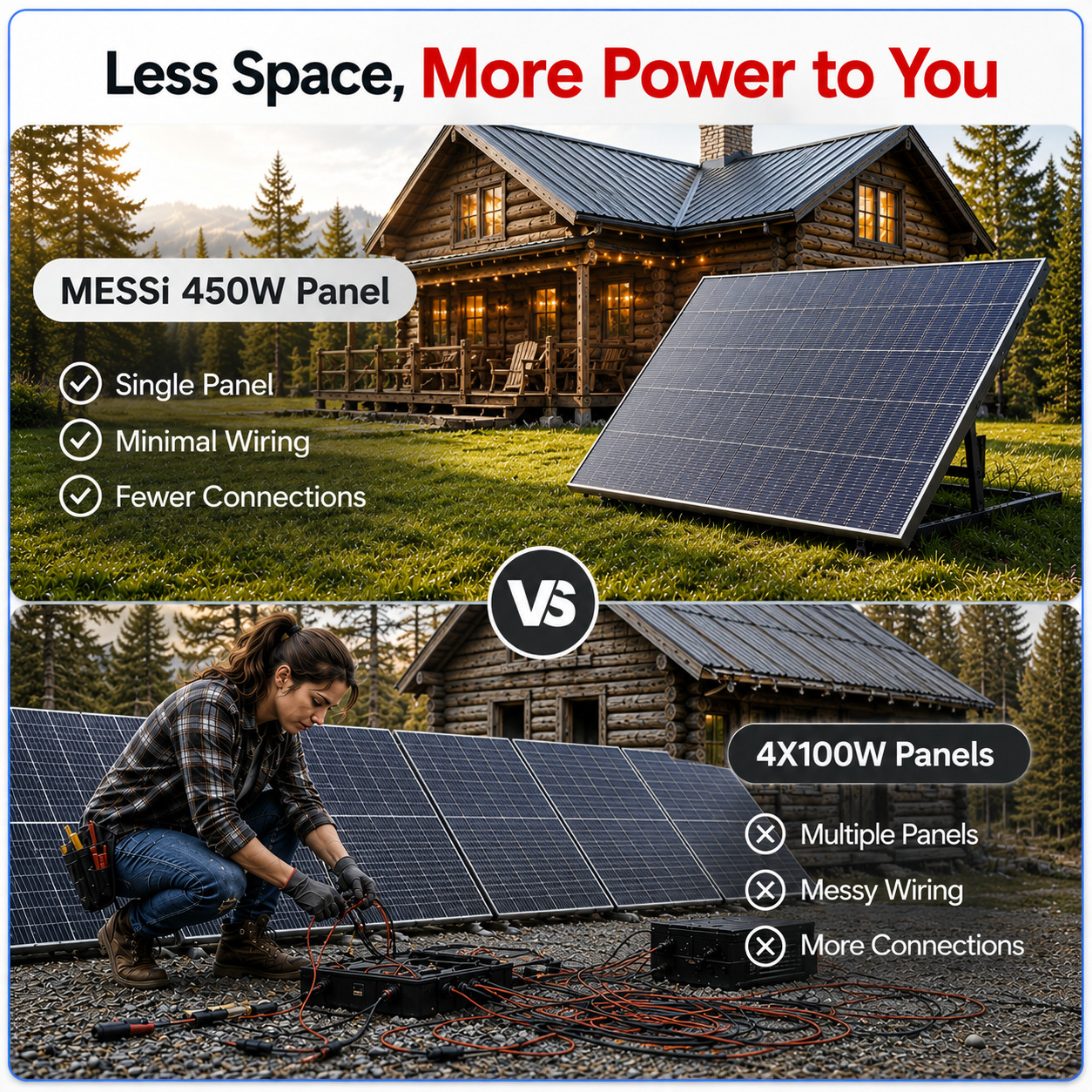 8×450=3600W Solar Panels, Bifacial N-Type Mono | 4ft MC4 Cable for Easy Install