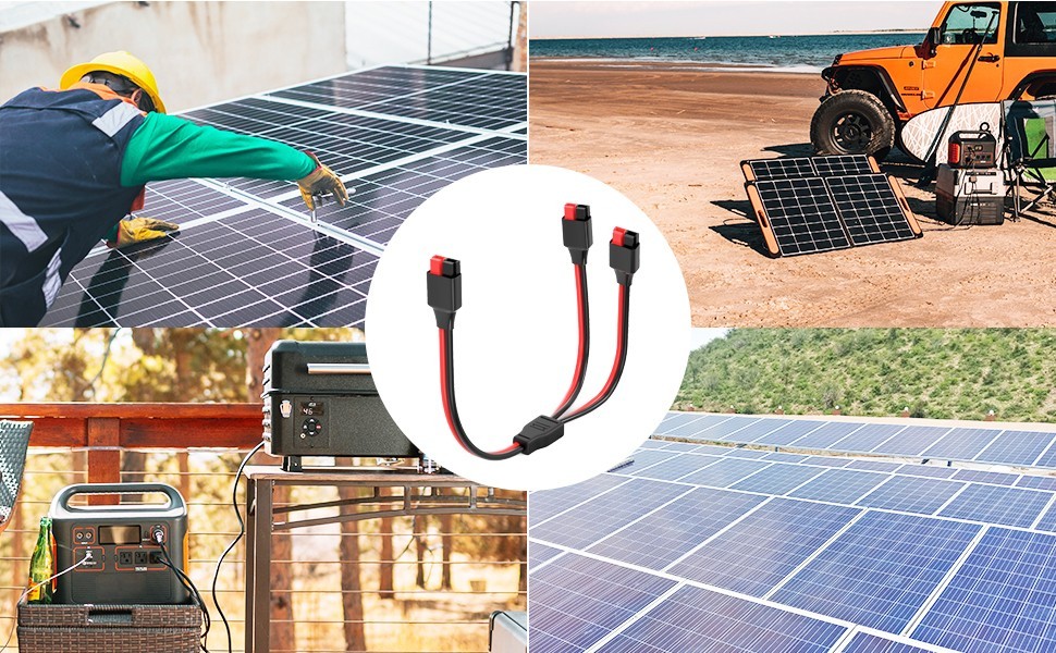 Anderson Y Splitter Cable,12AWG Solar Charging Cable for Solar Generator Power