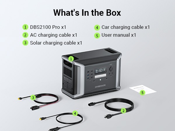 Dabbsson DBS2100Pro 2150Wh 2400W Power Station Solar Generator LFP Home Backup