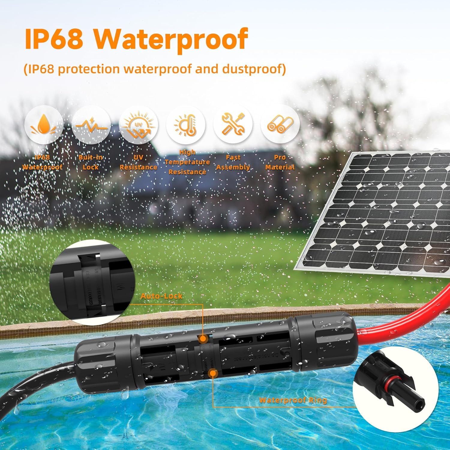 Solar Extension Cable 10 Gauge Panels Wire 3Ft 10AWG (6Mm²) PV Wires SJZSUNRUN T