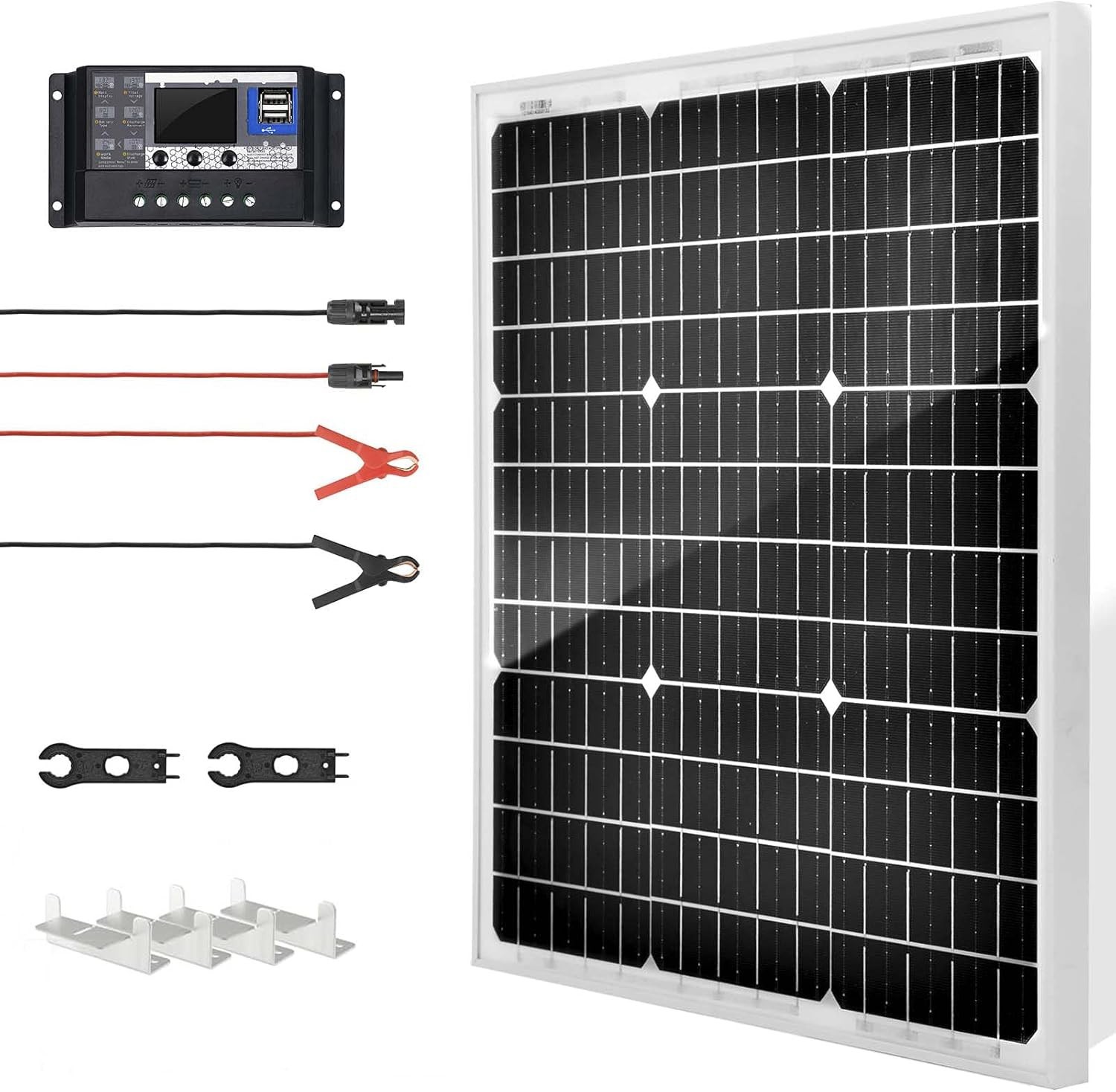 Weatherproof 50W Solar Panel with 30A Controller for Home and Outdoor Adventures