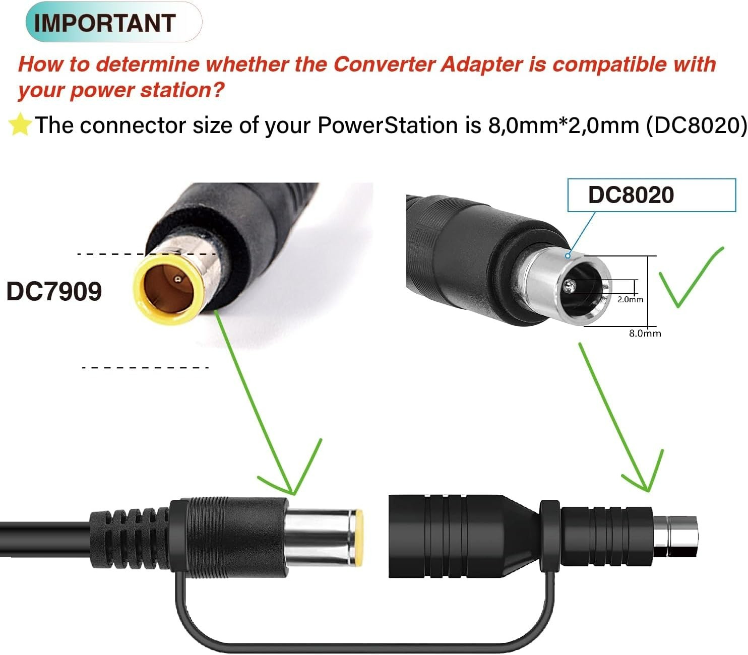 Compact DC7909 to DC8020 Connector – Ideal for RV and Portable Power Stations