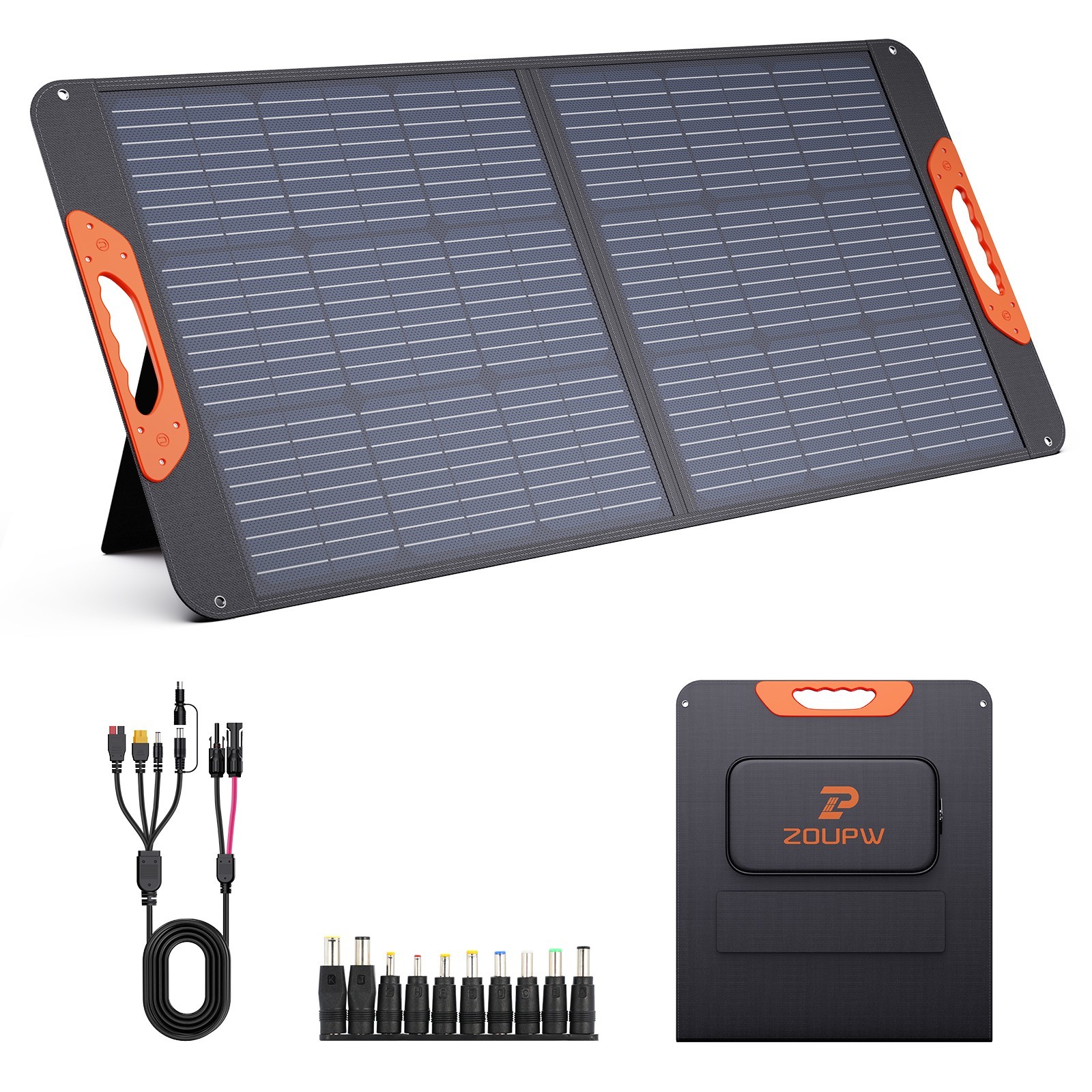 ZOUPW 100W Portable Solar Panel QC3.0 USB-A &Type-C Output for Power Station RV