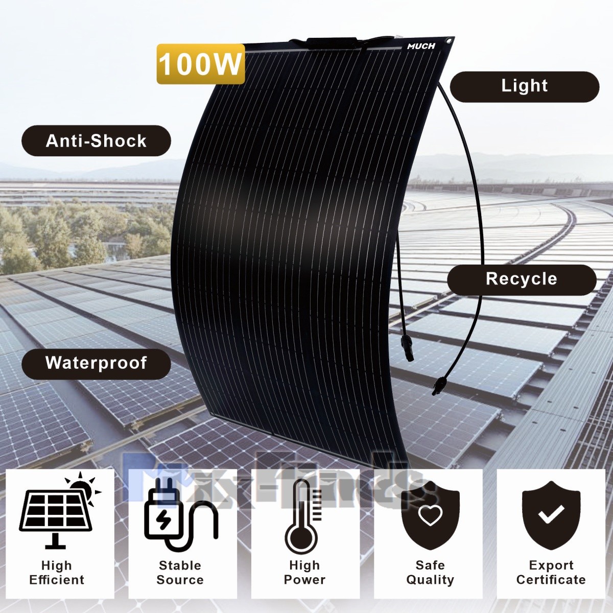 200W 18V Flexible Mono Solar Panel Portable Lightweight Charger for RV Boat New