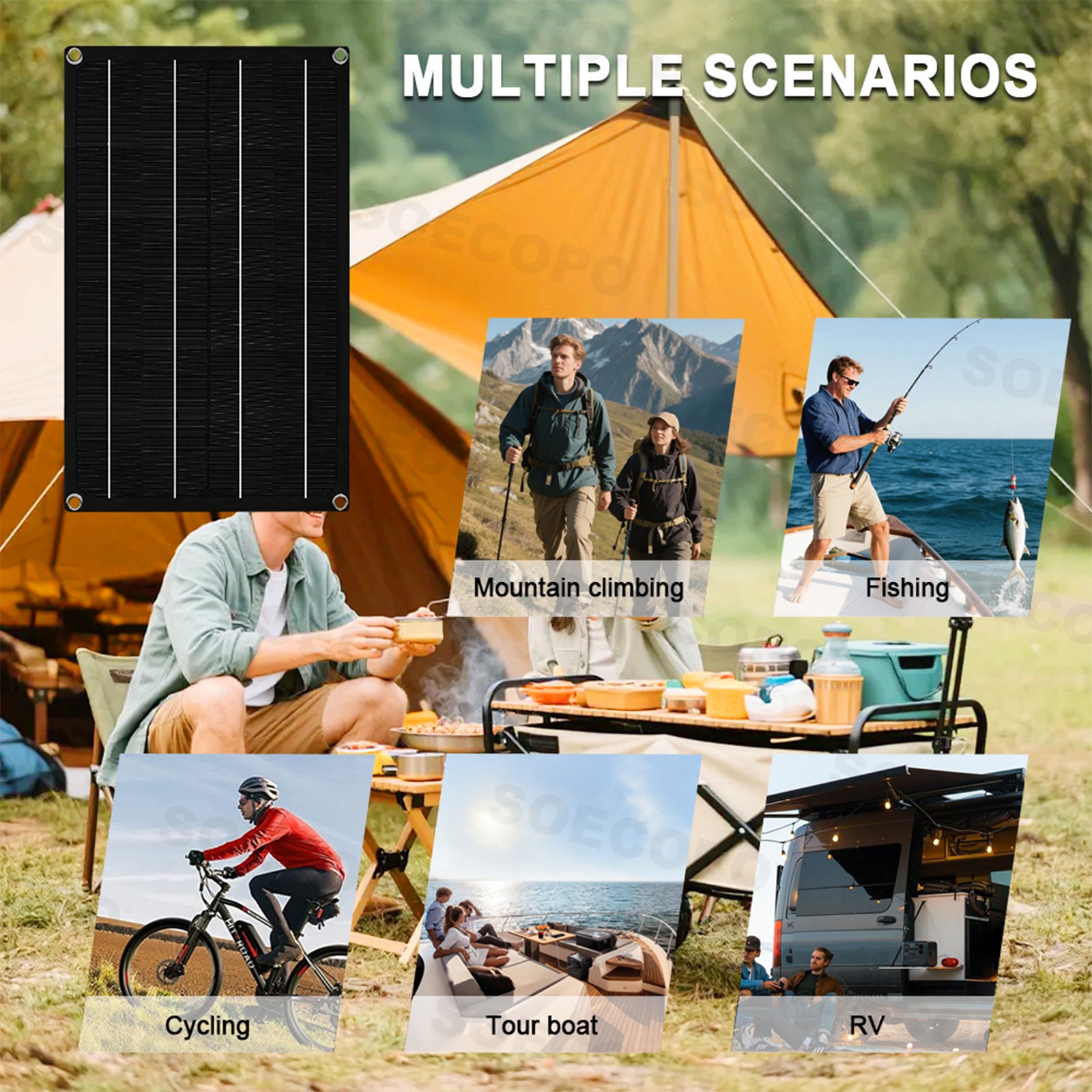 1600W Solar Panel Kit – 2 x 800W + 100A Controller + Extension Cord Multi-ScenNC